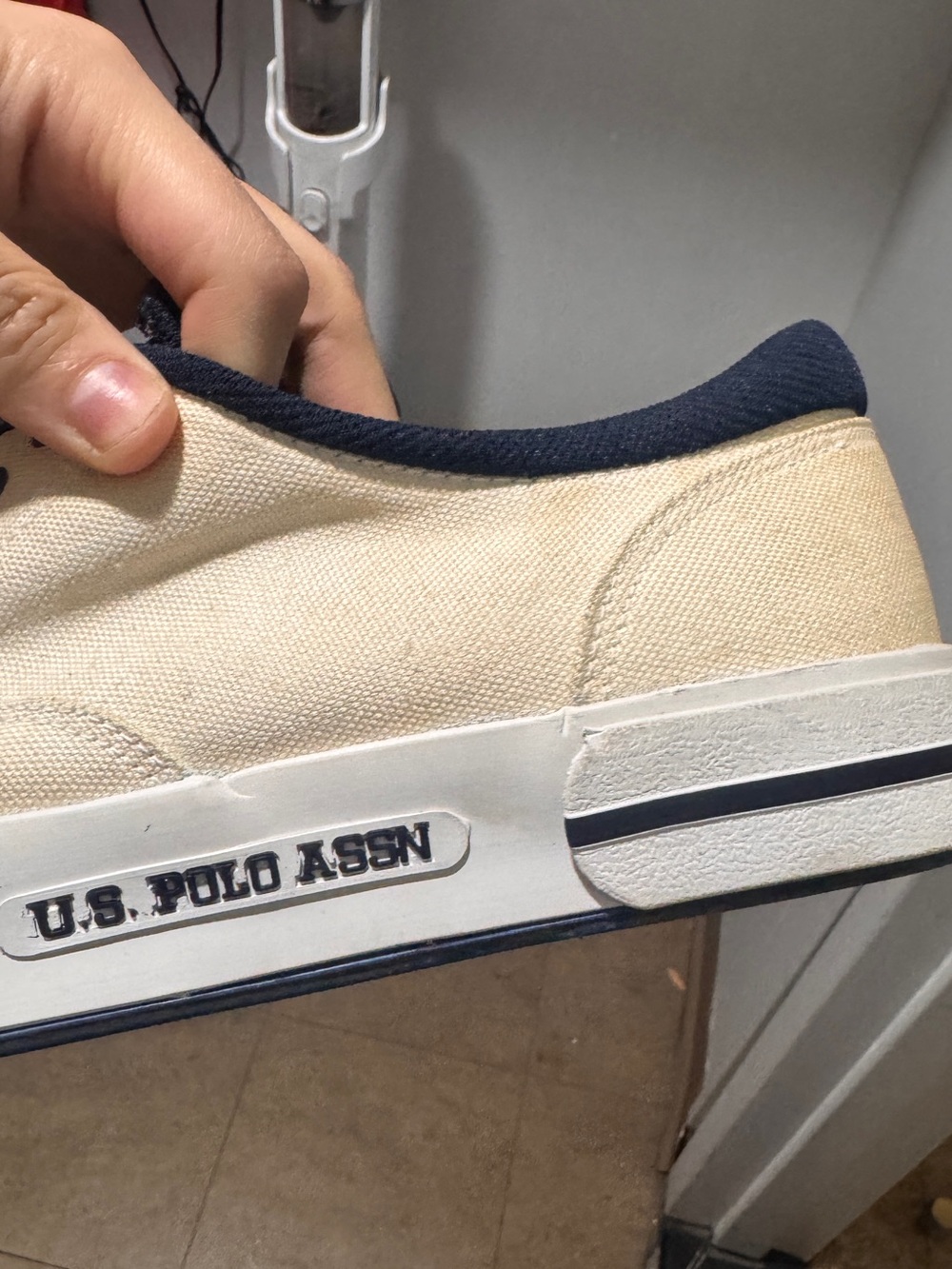 U.S. Polo Assn. Beige Canvas Sneaker with Navy Trim